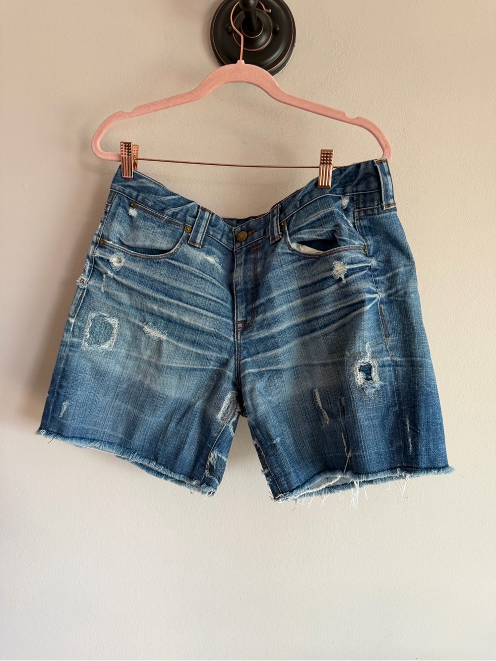 J. Crew Distressed Dark Blue Denim Cutoff Shorts